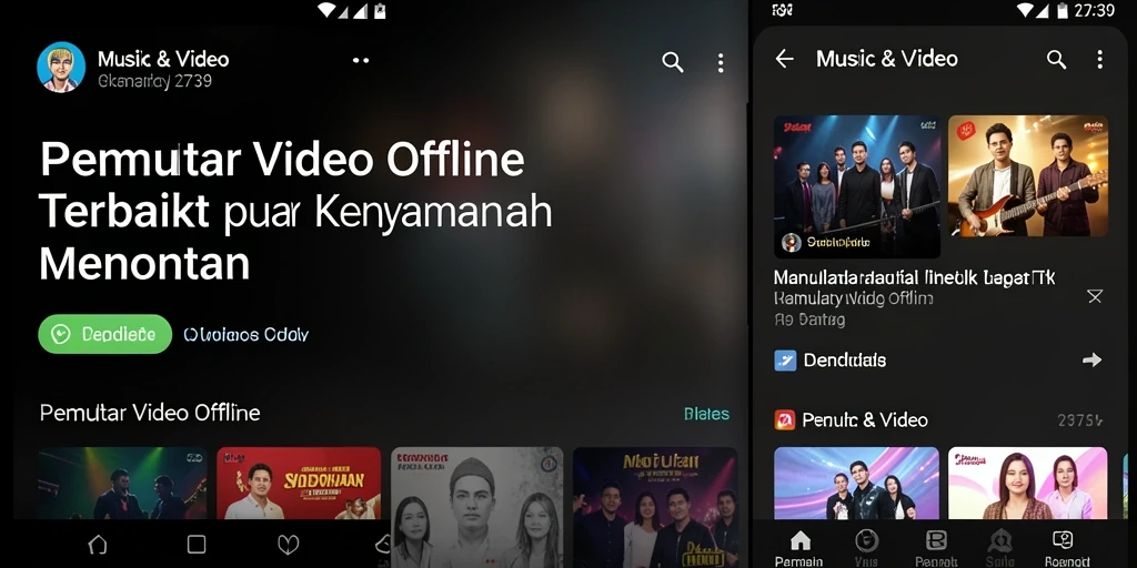 Antarmuka Pemutar Video Offline 2739 dengan kontrol video sederhana.