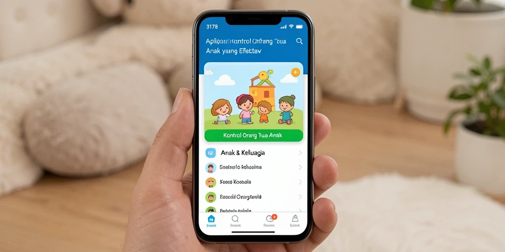 Tampilan antarmuka aplikasi Kontrol Orang Tua Anak yang user-friendly.