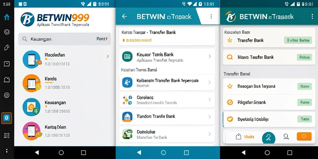 Screenshot antarmuka utama BETWIN999 menunjukkan fungsi transfer bank yang intuitif.