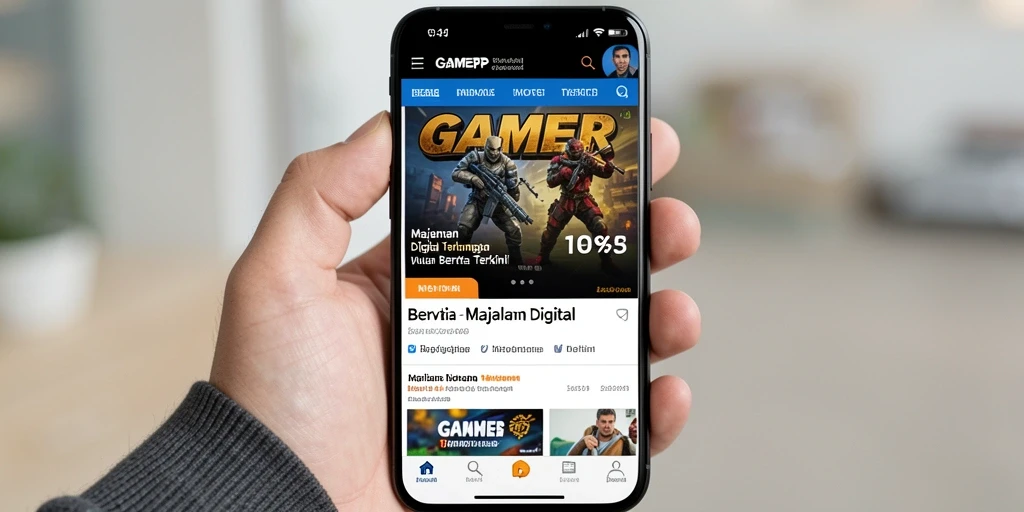 Tampilan antarmuka GAMERP yang menarik dan intuitif untuk berita digital.