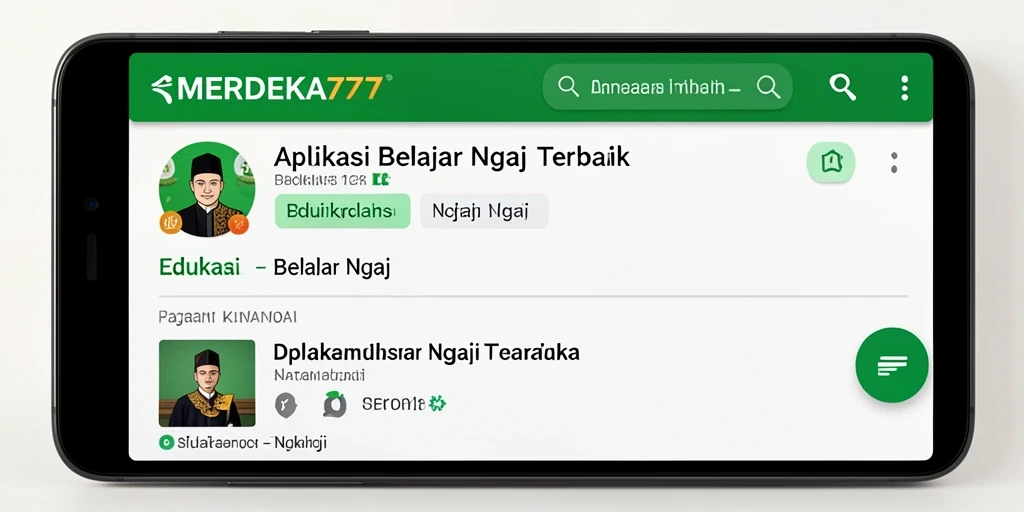 Antarmuka aplikasi MERDEKA777 yang ramah pengguna untuk belajar ngaji.