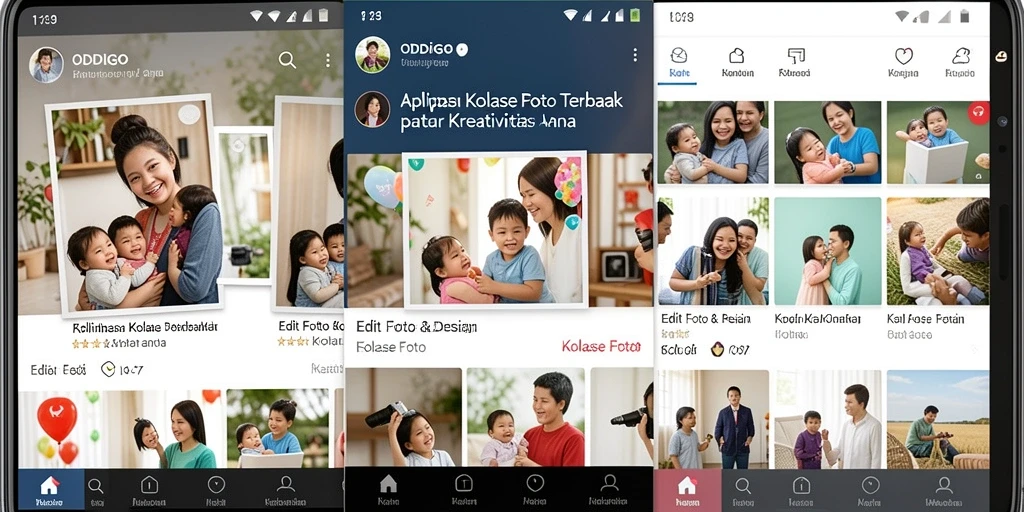 Tampilan antarmuka ODDIGO yang memudahkan pembuatan kolase foto.